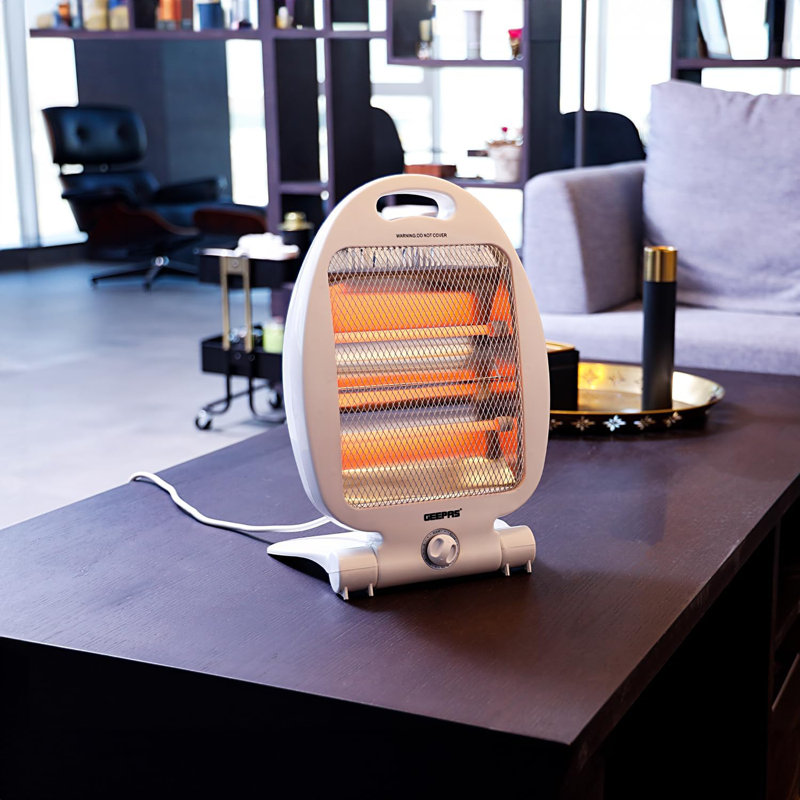 GEEPAS Halogen Quartz Portable Heater | 400W & 800W Dual Heat Settings | Compact Lightweight Electric Space Heater with Carry Handle | Fast, Quiet & Energy Efficient | Ideal for Small Rooms, Offices, Caravans & Holiday Homes