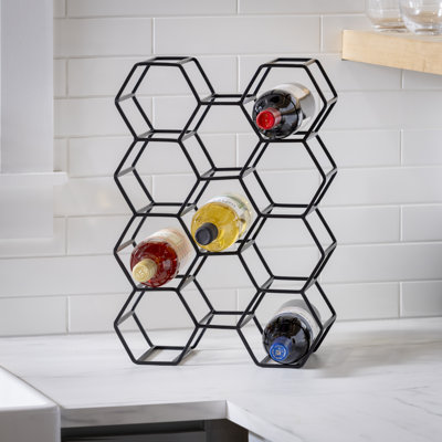 Black Honeycomb Metal Wine Bottle Holder