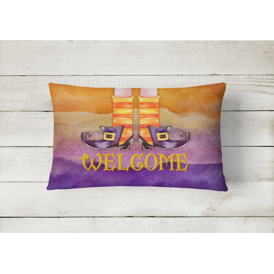  Halloween Welcome Witches Feet Indoor/Outdoor Throw Pillow