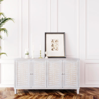 Armoire décorative classique avec tablettes et porte en verre