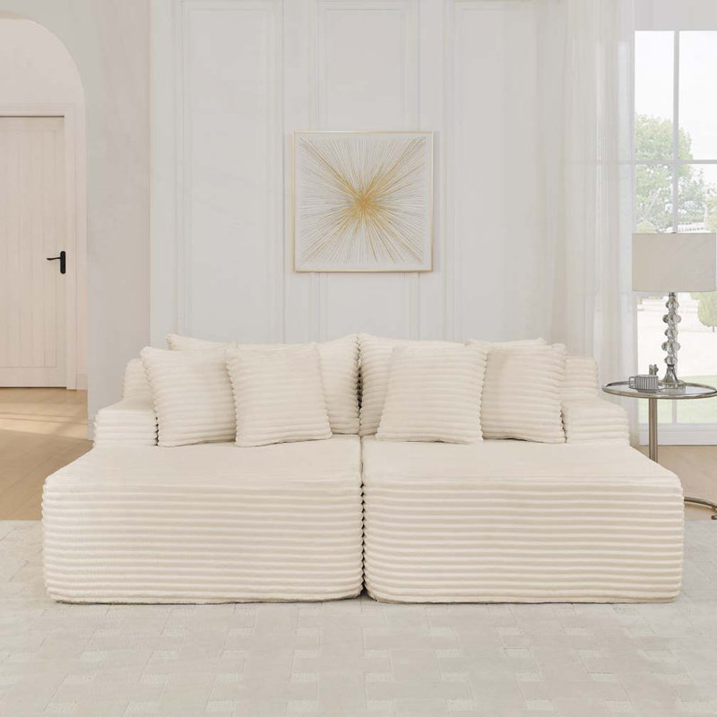 Canapé 2 places, méridienne, Beige