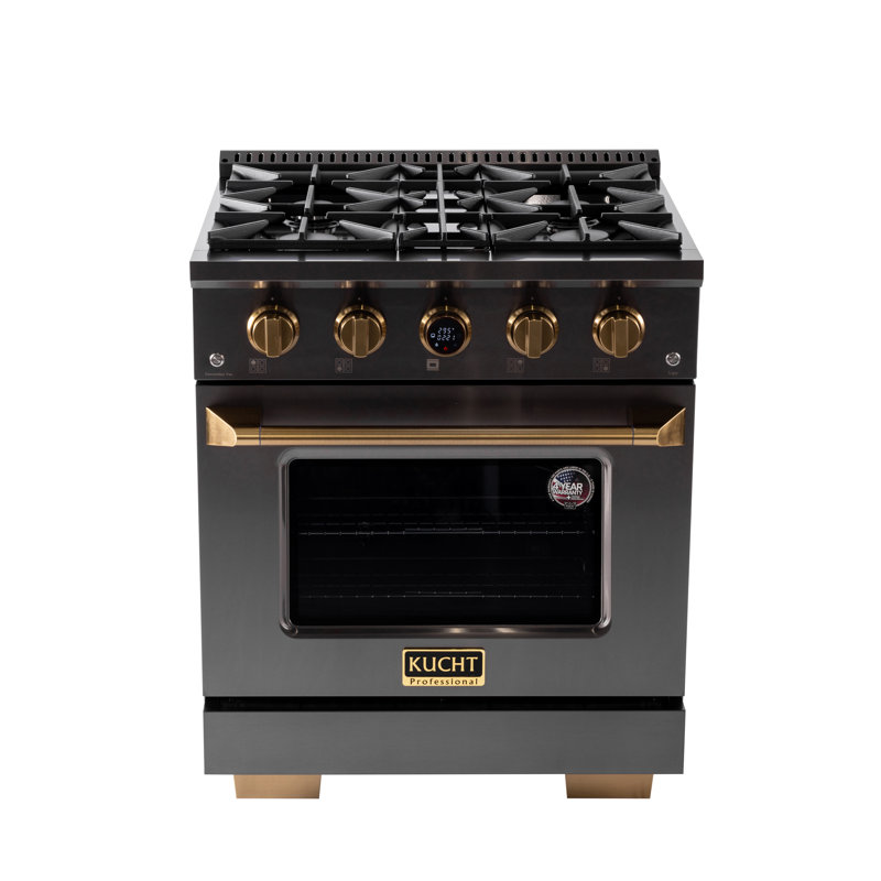 30 in. 4.2 cu. ft. 4 Burners Dual Fuel Range with Kucht Horus Thermostat, Natural Gas, Titanium Stainless Steel