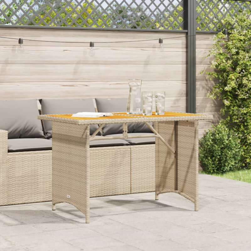 Rectangular Outdoor Dining Table , 110cm cm W 68cm cm D, Beige
