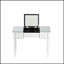Bureau de coiffeuse en miroir avec incrustation de diamant concassé, coiffeuse argentée avec miroir rabattable et rangement