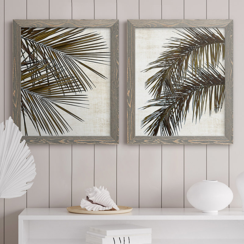 Palm I - ensemble de 2 peintures sur toile encadrées, H 43,5 po x l 31,5 po x P 1 po, Gris