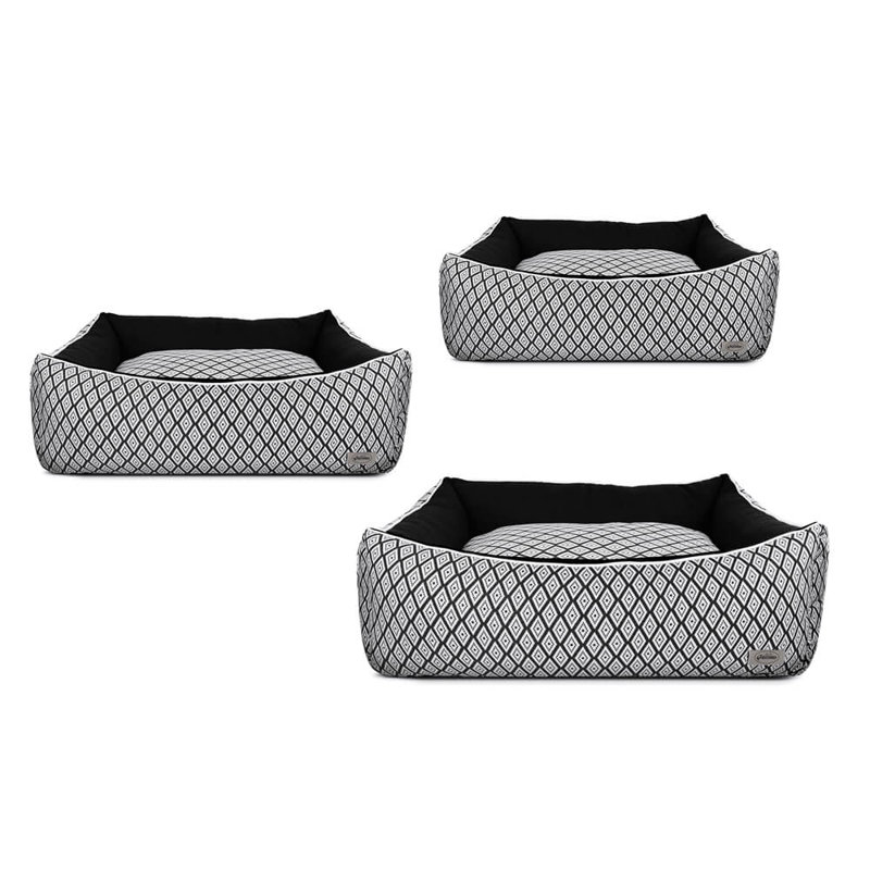 Mia Geometric Pet Bed, Extra Small (60" W x 45" D x 18" H), Black/White