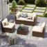 Ensemble de conversation modulaire en rotin pour 4 personnes avec coussins