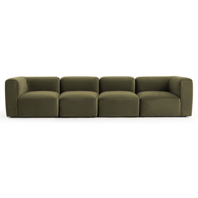 Canapé modulaire surdimensionné en velours performant de 129 po à assise profonde 129 po