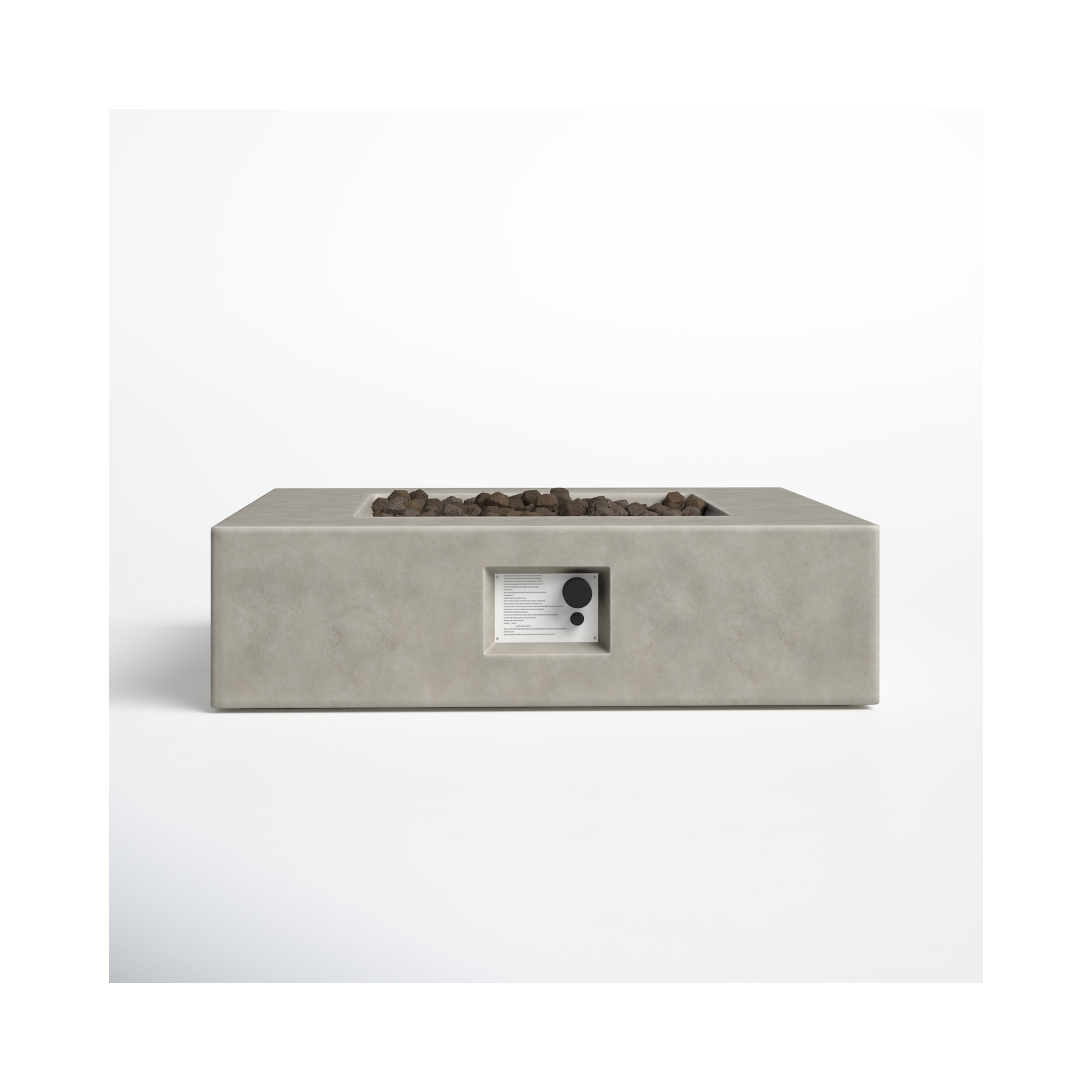 Rashid Fire Pit Table, Natural Concrete, 12" H x 42" W x 42" D