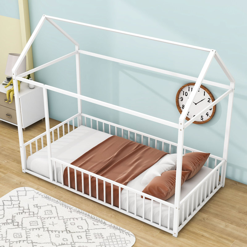 Lit plateforme en métal Gimora, Blanc