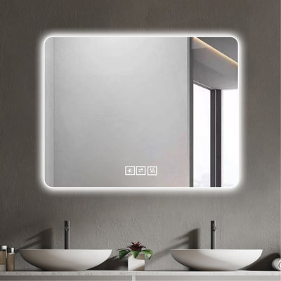 Miroir de salle de bain avancé avec lumières anti-oxydation, désembuage et changeantes de 3 couleurs pour une expérience améliorée