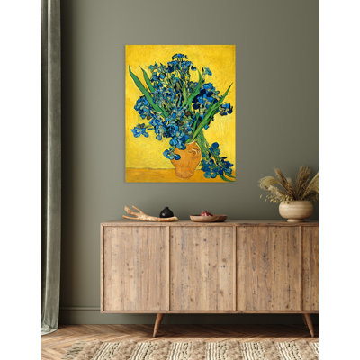 Reproduction d'art avec vases d'iris, Vincent Van Gogh. Estampe numérique sur toile pour décoration intérieure
