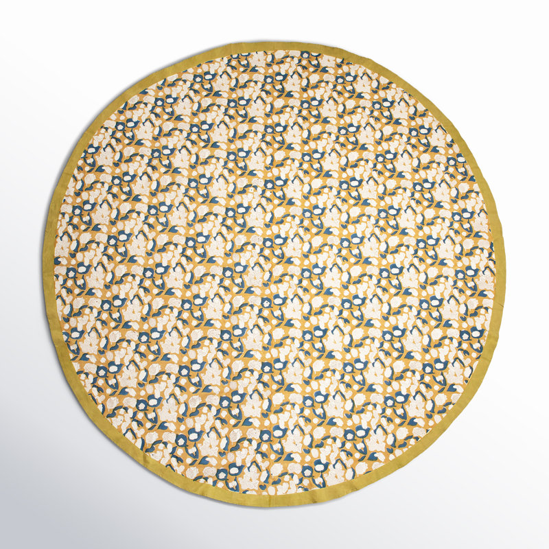 Bryssa Tablecloth - Round, 70" x 70", Mustard/Blue
