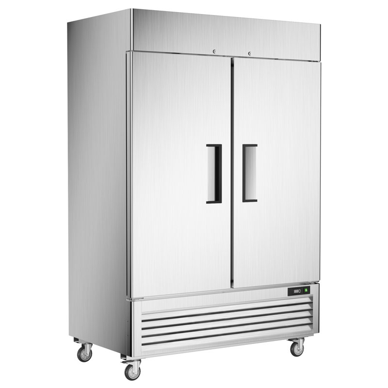 Coolski 54.5 Inch Commercial Refrigerator with 2 Doors, Stainless Steel Reach-in Refrigerators with Large Capacity, Adjustable Shelves, Fan Cooling, Ideal for Restaurant Bar Garage