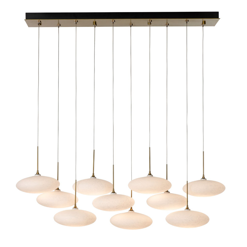 Clouds 10-Light Pendant - Standard Overall Height, Modern Brass, 75"