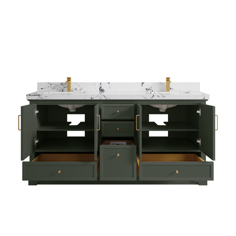 Alys 72'' Free Standing Double Bathroom Vanity with Quartz Top (Pulls Option)