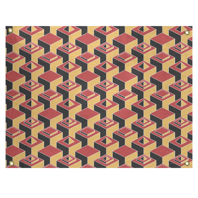 Tapisserie, H 59 po x l 80 po, Rouge/jaune