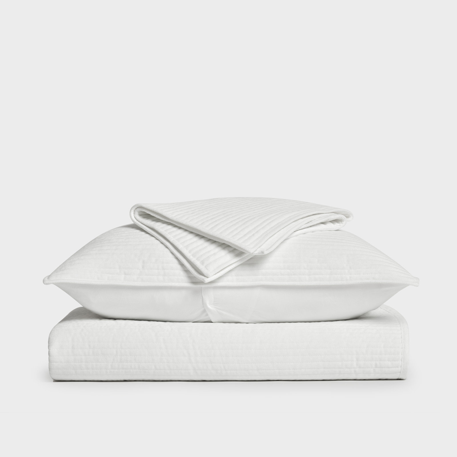Velvet Quilt Set, King, White
