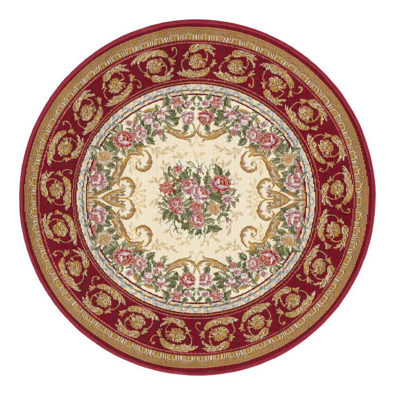 Indoor/Outdoor Traditional Area Rug, Round 3'1"