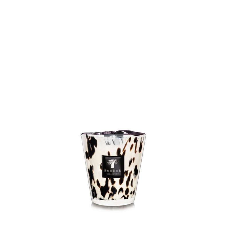 Pearls Black Candle, 6.3" H x 5.85" W x 5.85" D