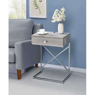 C Table End Table with Built-In Outlets