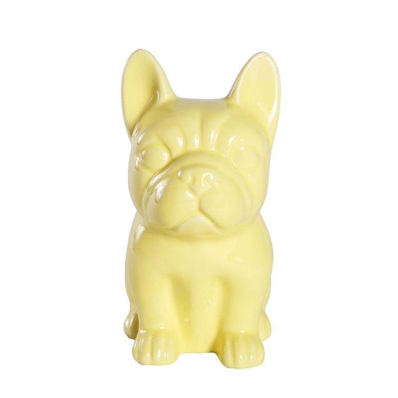 Davenport Animals Figurines & Sculptures, Glossy Yellow, 6.9" H x 5.7" W x 3.5" D, Frenchie