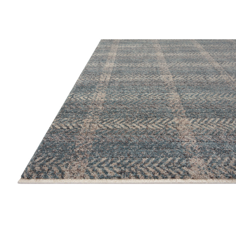 Angela Rose Blue and Beige Wool Synthetic Area Rug 7'-10" x 10'