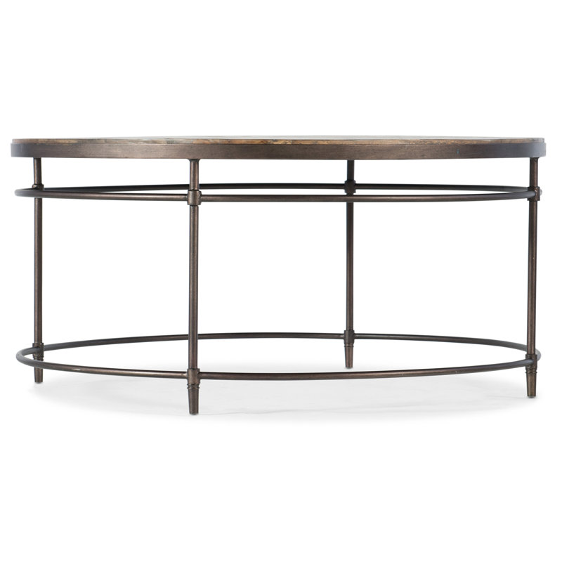Transitional 38" Round Cocktail Table in Black and Silver with Storage