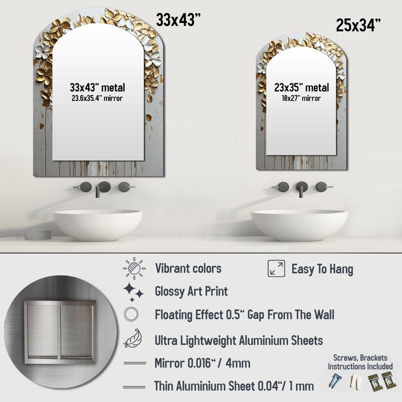 Miroir mural blanc, 34 po x 25 po