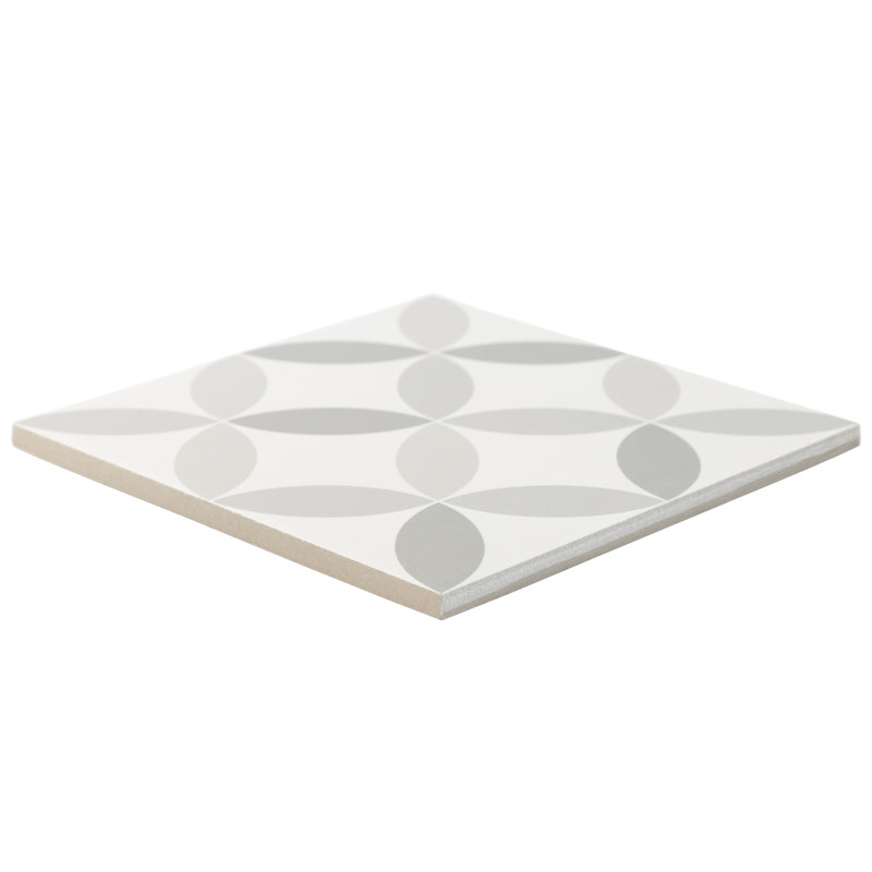 8" x 8" Hampton Porcelain Floor Tile, Gray/White