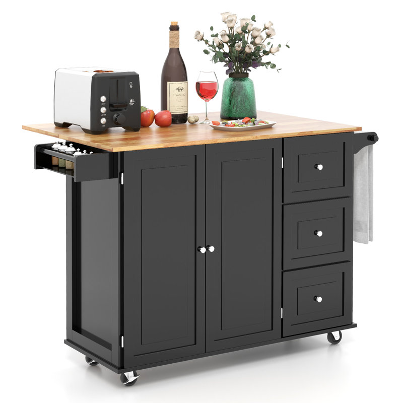 Solid Wood Top Kitchen Cart