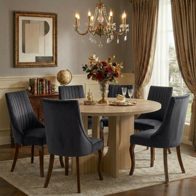 Retro Wooden Dining Set with High-Backrest Dining Chair Set for Dining Room