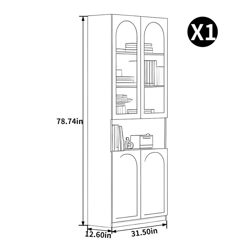 Kinneola, (6 Shelves) 78.74”H x 31.5”W x 12.6”D