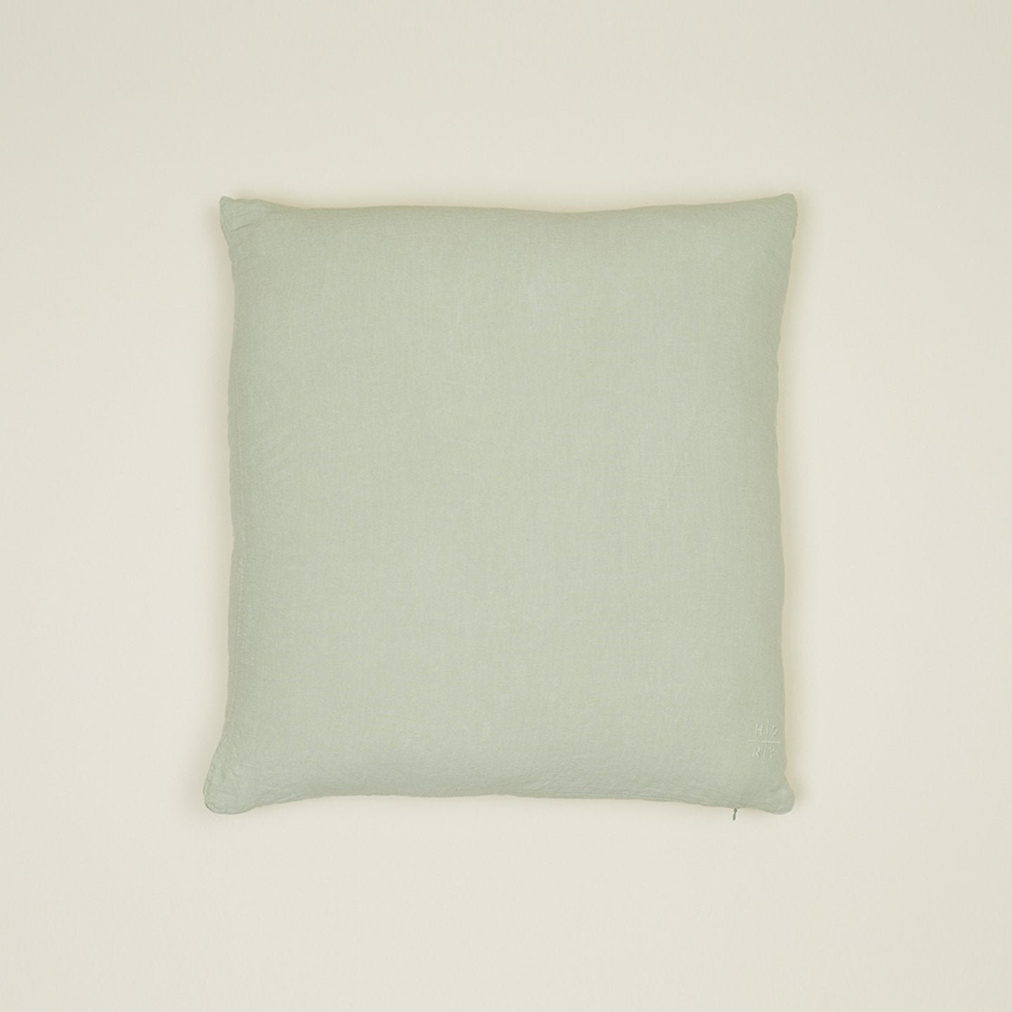 Simple Embroidered Linen Throw Pillow, Sage, Square 18"