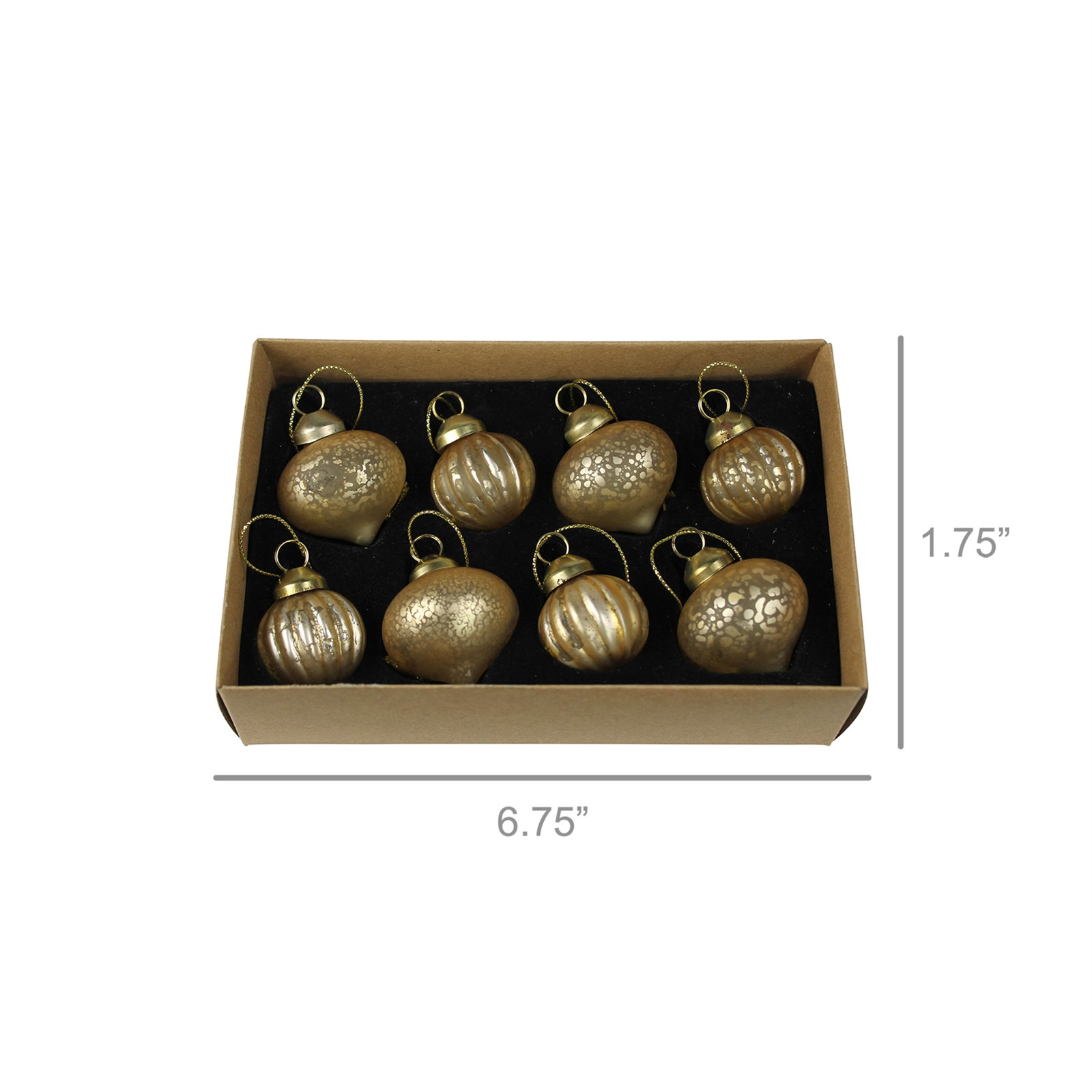 1.75'' Glass Presents Ball Ornament, Gold