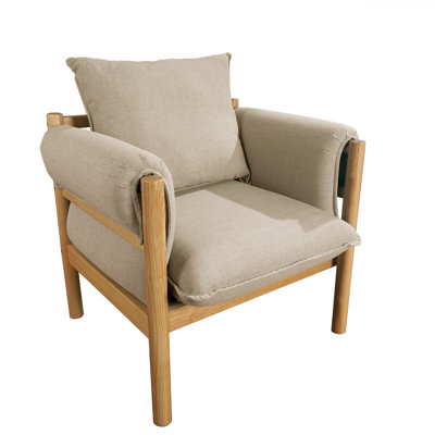 Charlana 33'' Mid Century Solid Wood Accent Chair Upholstered Armchair 