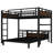 Full XL over Full XL Metal Bunk Bed with Safety Guardrails, Loft Bed & Platform Beds, Vintage Wood Finish, Durable Teen & Adult-22106876-22106879