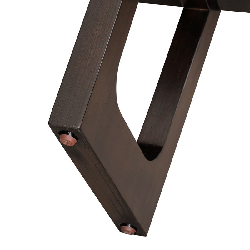 Espresso Wood Console Table with Marble-Effect Top and Storage Shelf