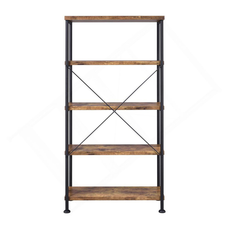 5-Shelf Bookcase In Antique Nutmeg And Black, Antique brown
