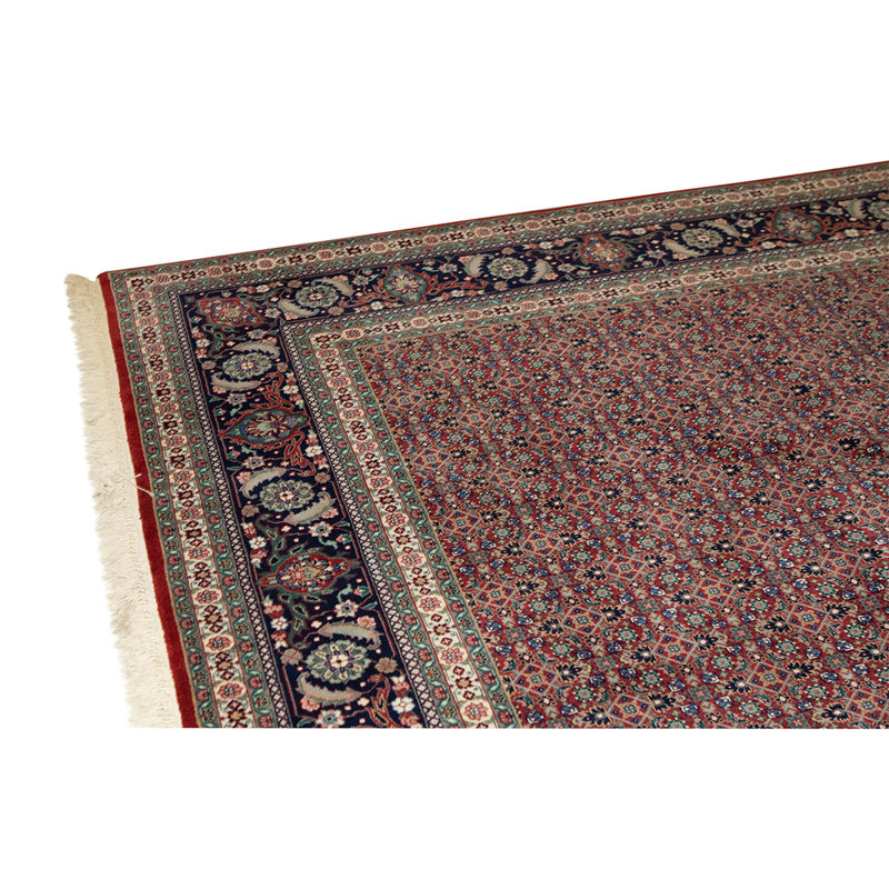 Tapis brun / rouge de haute qualité noué à la main