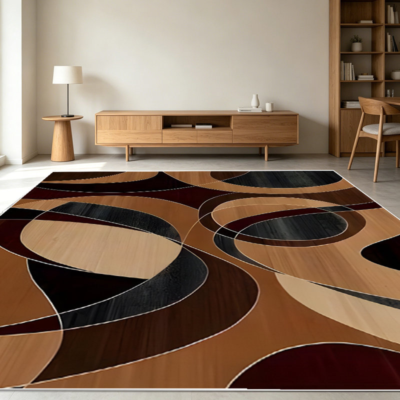 1PC Modern Abstract Geometric Retro Wood Grain Pattern area rugs for Living Room, Soft and Comfortable, Suitable for all seasons, easy-to-maintain, machine washable Indoor floor mat, Under Table Farmhouse suitable for Dining Room, Bedroom, Entryway,...