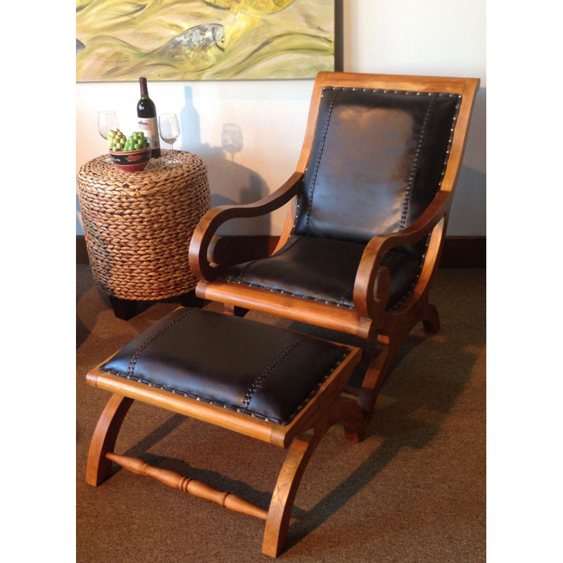 Everette Upholstered Accent Chair with Ottoman