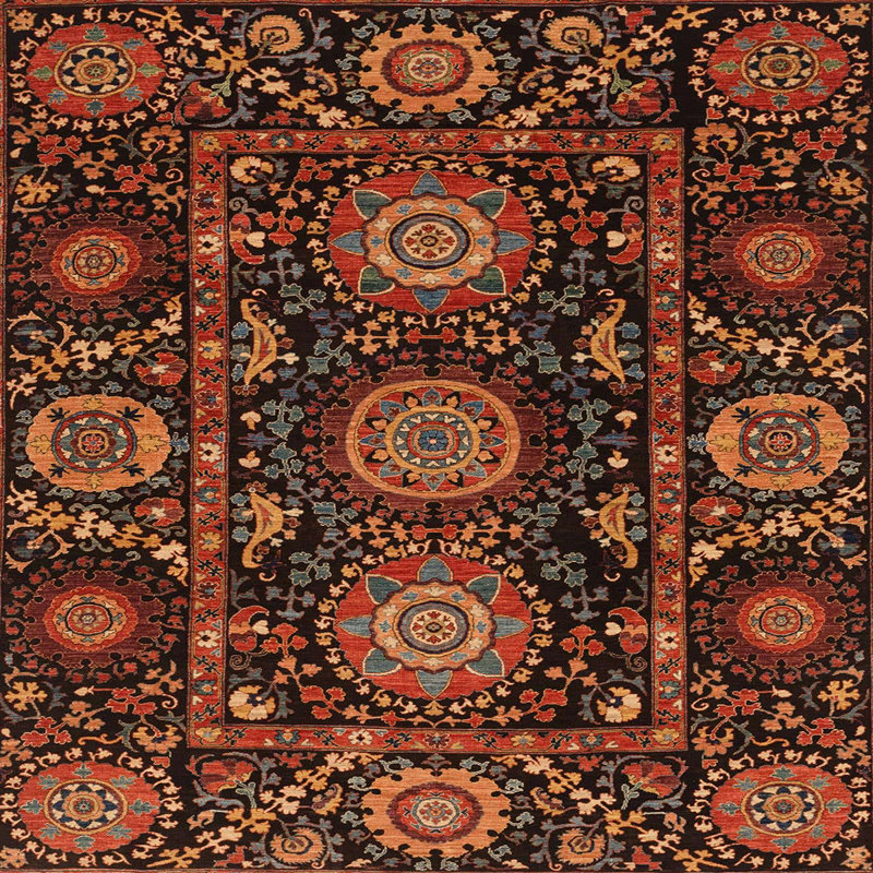 Tapis abstrait moderne 3896, Carré 5 pi