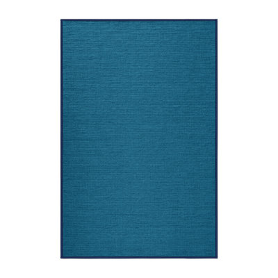 Tapis bleu uni lavable à la machine