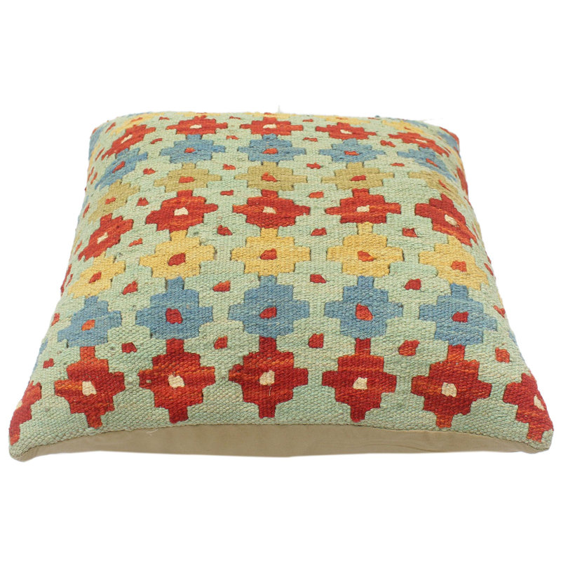 Southwestern Turkish Handwoven Kilim Pillow in Wool and Cotton