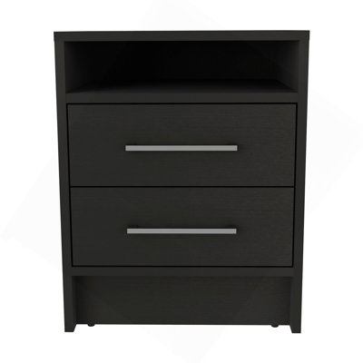 Eter Nightstand , End Table, Side Table ior Top, Two Drawers -Light Gray