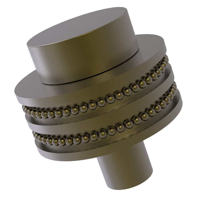 1 1/2" Diameter Cylindrical Knob, Antique Brass