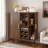 Fluted Wine Bar Cabinet With 8-grid Wine Rack, 5-level Adjustable Shelves, 2 Glass Holders, 4 Hidden Storage Space And Sliding Doors-1826007772