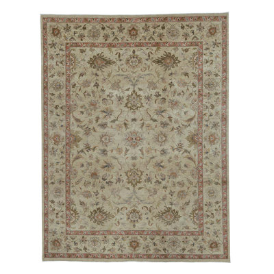 One-of-a-Kind Rectangle 8'11" X 11'8" Wool Area Rug in Pink/Green/Beige