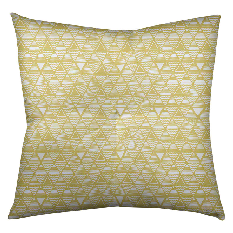 Coussin de sol classique à motif de triangles dessinés à la main, 30 po x 30 po, Jaune